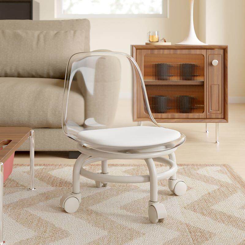 家用可移动靠背小椅子滑轮矮凳万向轮小凳子儿童带轮子塑料靠背椅