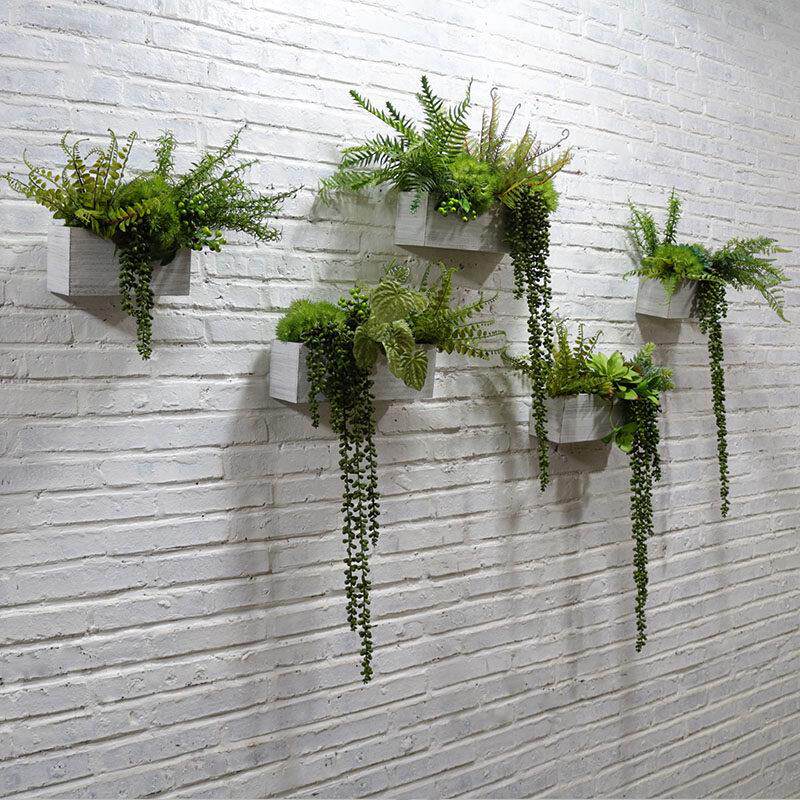 彷真绿色植物装饰花墙面装饰饭厅背景墙壁挂多肉北欧组合田园花卉