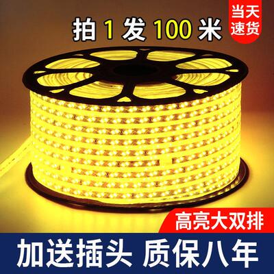 LED灯带户外防水客厅外墙工程室外暖光白暖色220v高压灯条带