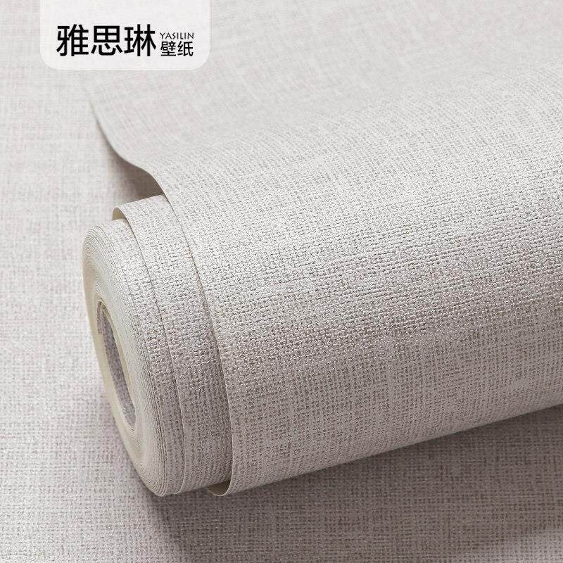 素色纯色日式风格布纹亚麻壁纸网红卧室客厅背景浅灰色壁纸非自粘