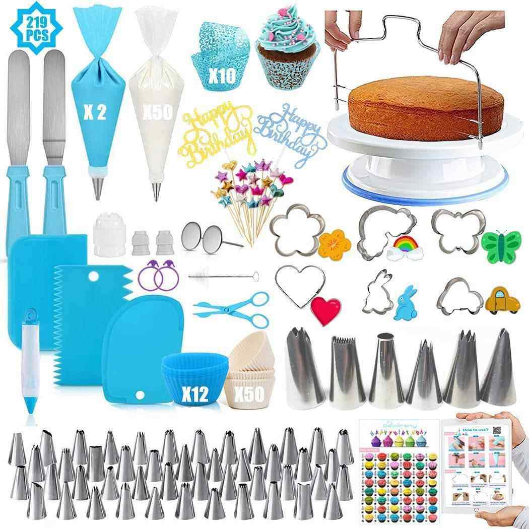 厂家直销 219件套蛋糕转台套装 纸杯蛋糕裱花嘴装饰工具烘焙套装