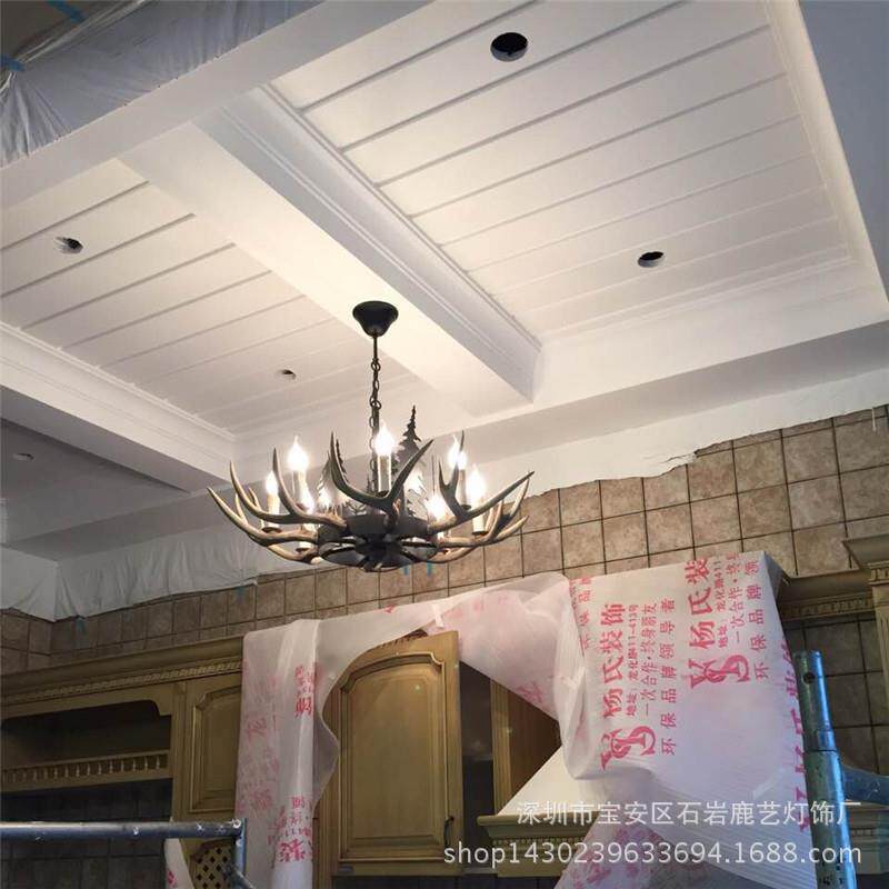 复古艺术鹿角吊灯客厅灯树脂创意餐厅美式乡村loft咖啡厅灯具