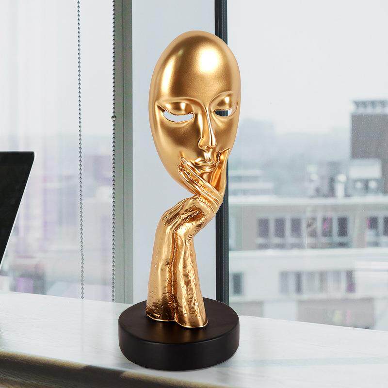 欧式创意家居摆件客厅酒柜装饰品脸谱面具抽象金色装饰玄关摆设