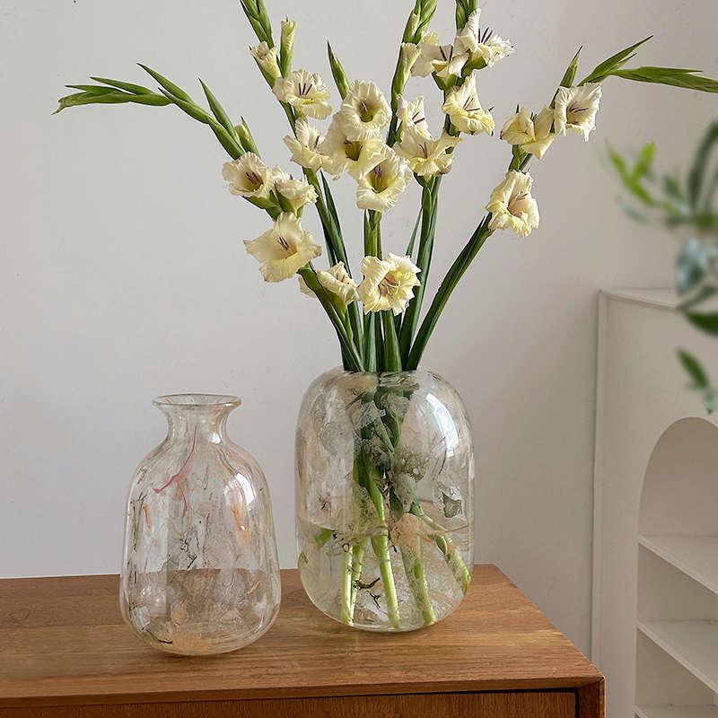 法式小众彩色水墨手绘玻璃花瓶家居水养插花轻奢中国风创意装饰品