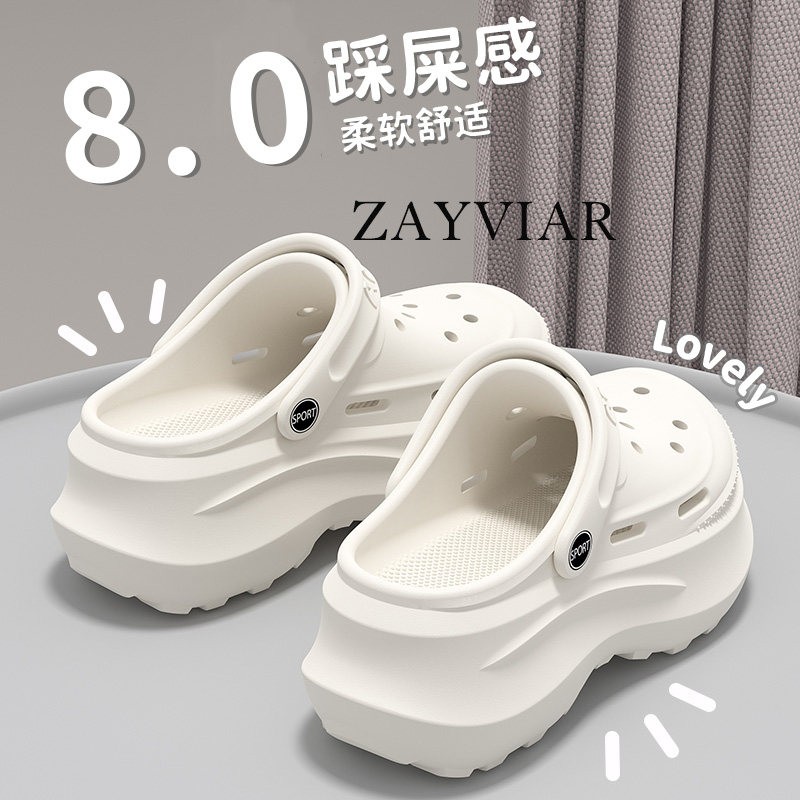 法国ZAYVIAR厚底8CM洞洞鞋增高女2026新款外穿绝美可包头凉拖鞋夏