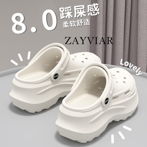 法国ZAYVIAR厚底8CM洞洞鞋增高女2026新款外穿绝美可包头凉拖鞋夏