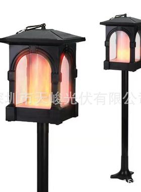 5种安装两种充电方式太阳能小屋灯Solar House Flame Light