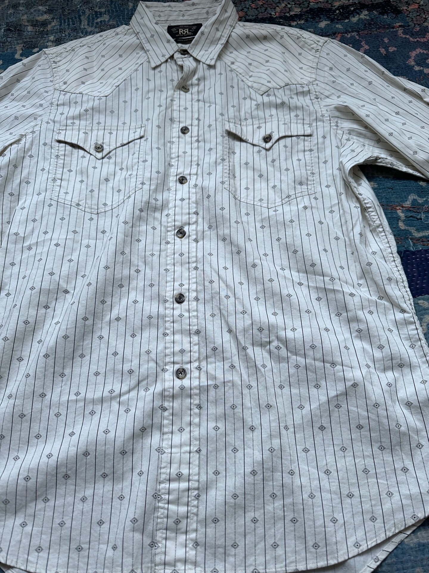 RRL Western Stripe Diamond Print Shirt — detail