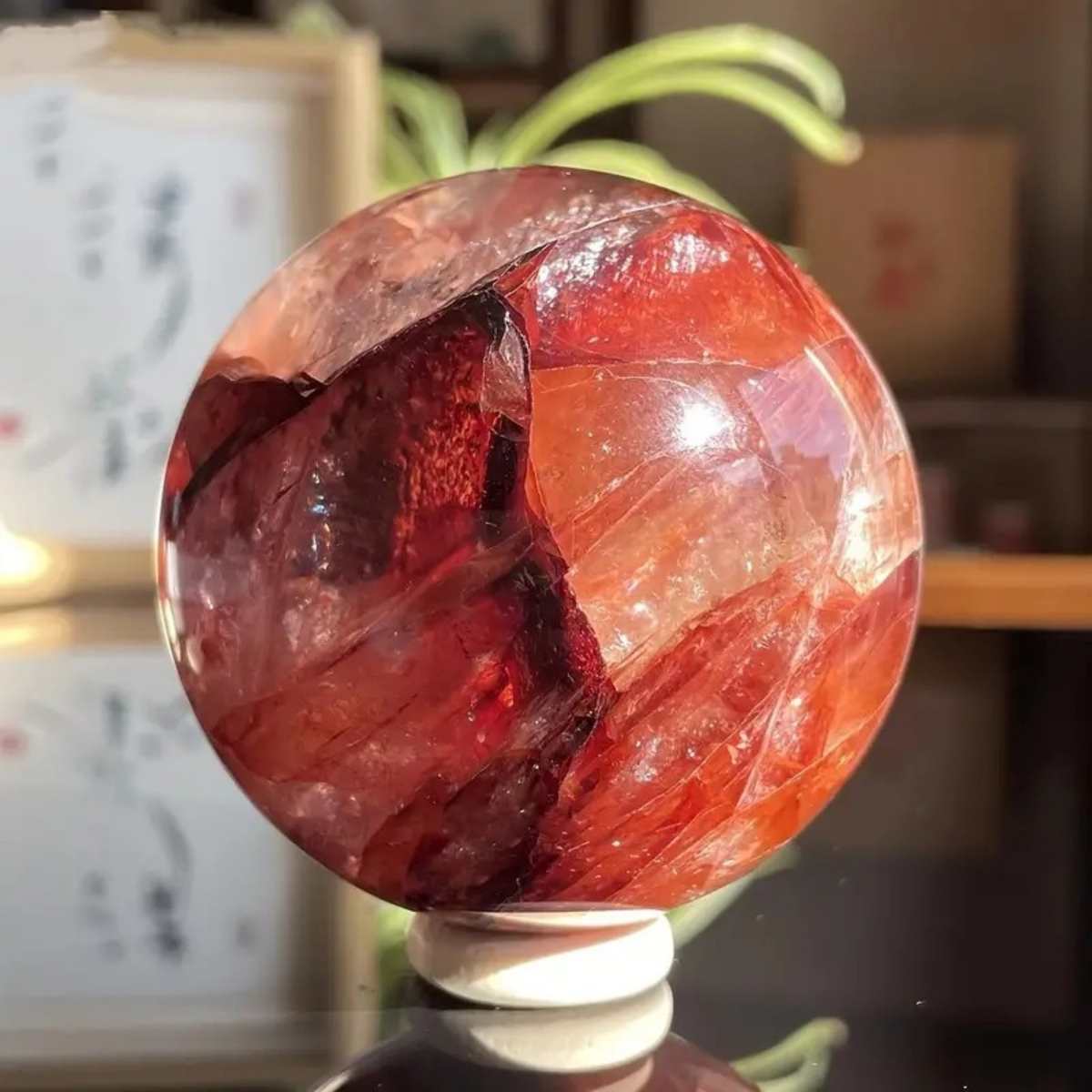 天然水晶红胶花球水晶原石打磨七星阵家居办公装饰东海水晶批发