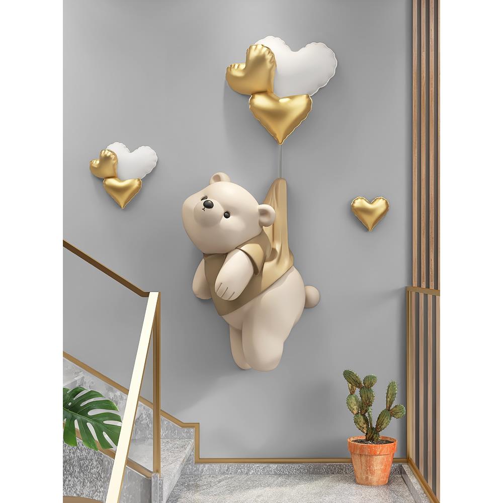 S588潮玩熊入户玄关挂画客厅装饰画现代简约儿童房卧室3d立体浮雕