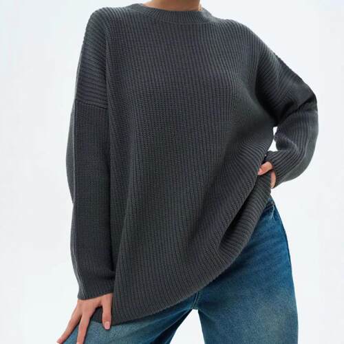 Round neck sweater, knitted sweater, top for women,