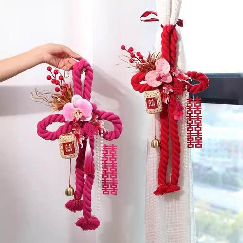 婚房装饰万字结挂饰结婚订婚礼装扮门把手客厅新房小挂件背景布置