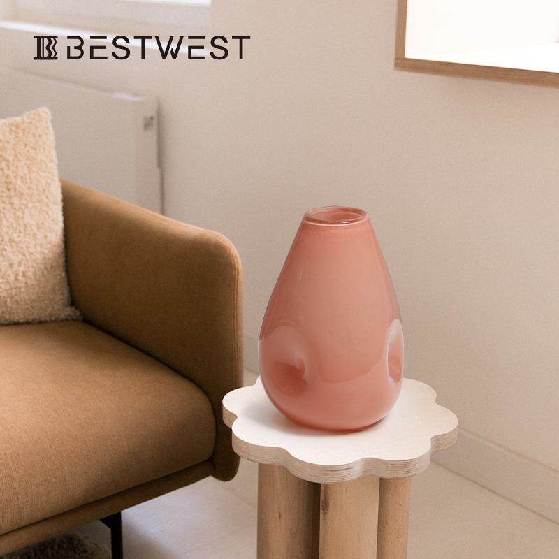 Best west 彩色春笋不规则按坑水培玻璃花瓶摆件家居软装饰