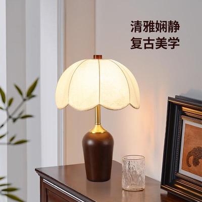 中古风9落客厅沙发旁法36437式地复古氛围灯实灯木布艺印花卧室台