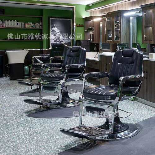 外贸高端男士理发椅理发店可放倒复古油头大椅升降烫染刮胡美发椅