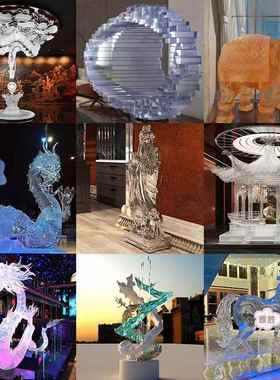 进口透明树脂雕塑创意铂晶摆件酒店玄关户外大型艺术工艺品定制