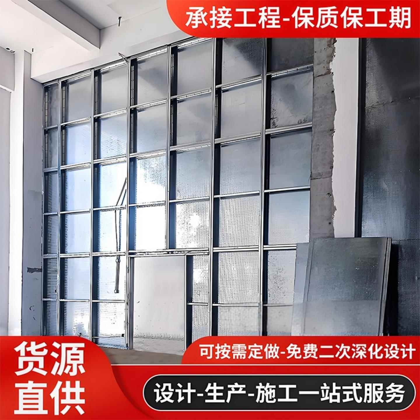轻钢龙骨防爆墙9.5mm厚纤维水泥覆合钢板抗爆板抗爆墙泄爆墙施工