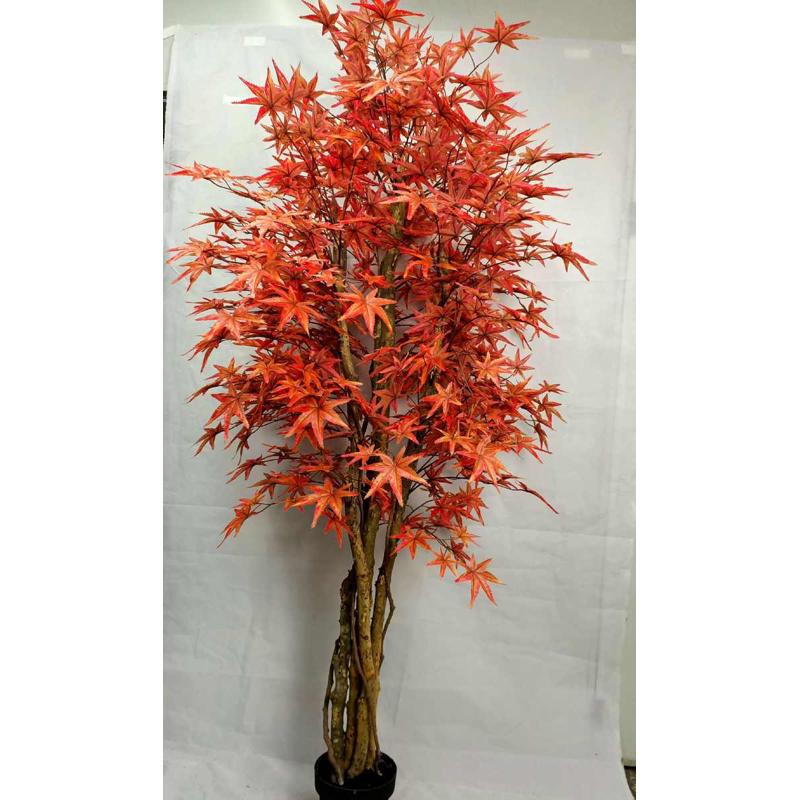 树植盆栽摘花假盆景仿真植物枫树仿真红枫盆假花绿假塑料摆件装饰