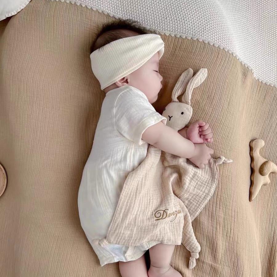Benibaby可定制名字婴儿安抚巾纯棉纱布陪睡可啃咬玩偶阿贝贝玩偶