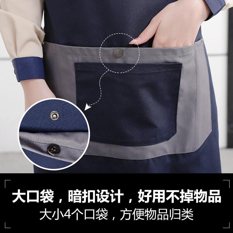 新款直销帆布围裙定 制logo咖啡厅奶茶店面包烘焙师餐饮酒吧美术