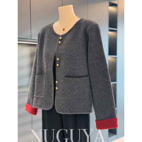 时尚气质小香风妈妈装毛呢外套女开衫秋装新款上衣中年人呢子夹克