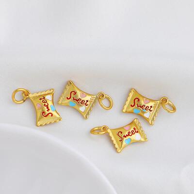 沙金包金滴油糖果吊坠烧蓝sweet时尚项链挂件材料diy手工配饰品