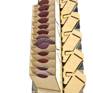 新款爆款收纳架实木磨砂片收纳盒木质砂纸展示架打磨片收纳架