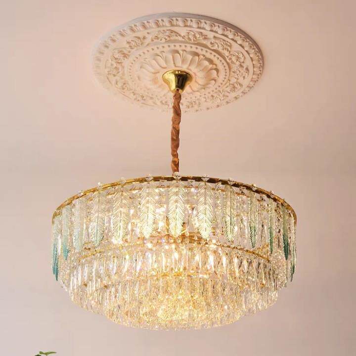 水晶吊灯客厅创意羽毛法式轻奢现代简约餐厅奶油卧室房间客厅吊灯