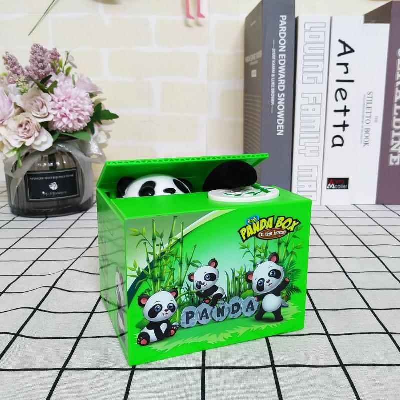 新款卡通可爱创意偷钱猫存钱罐吃钱电动熊猫储蓄罐礼物礼品跨境
