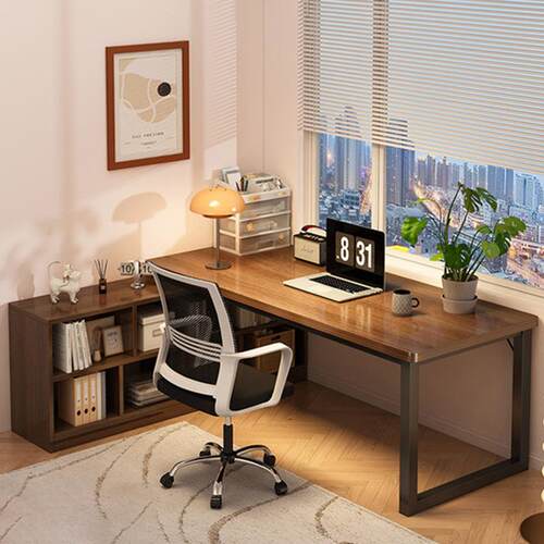 电脑桌转角书桌书架一体桌书桌学生家用写字桌办公桌卧室L型桌子