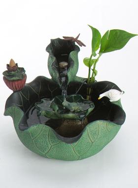 高档匠心坊荷花景观器流水摆件循环办公室桌面加湿水厅客玄关禅意