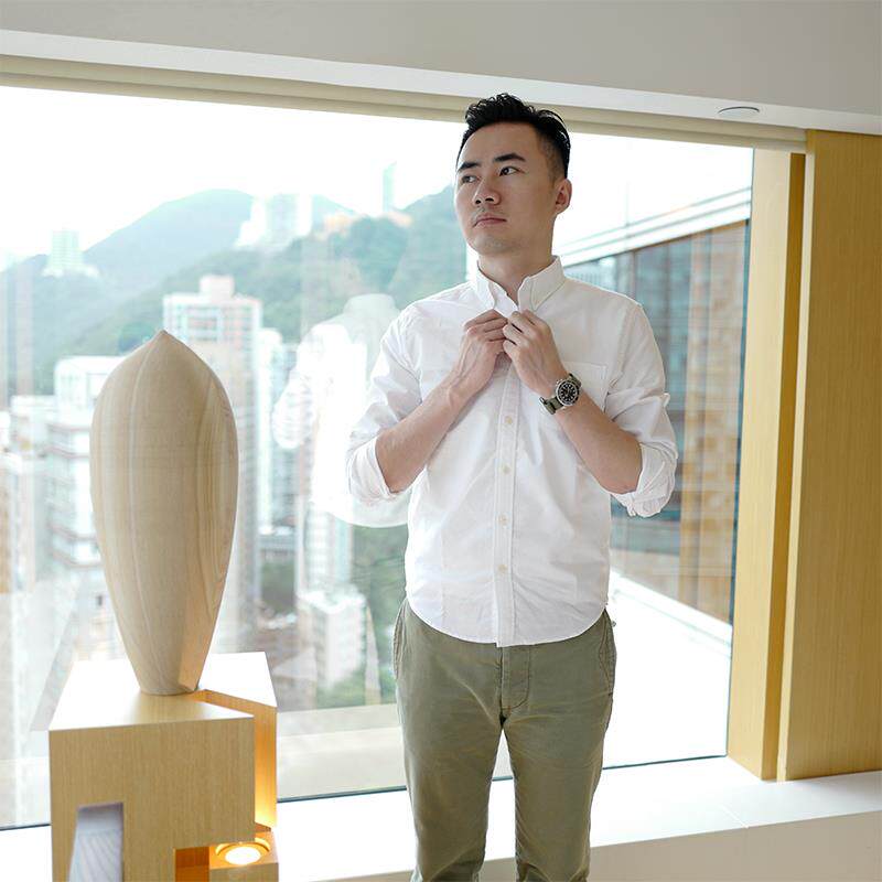 小西白棉牛津衬衫男士长袖修身青年条纹休闲余文乐时尚白衬衫