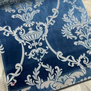 门幅140cm欧式绣花满绣无限高高窗窗帘布复古古典红色蓝色绣花布