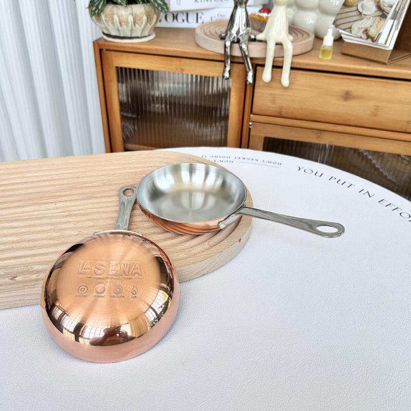 铜锅迷你单柄煎锅304不锈钢平底锅煎蛋锅无涂层小号不粘锅热油锅