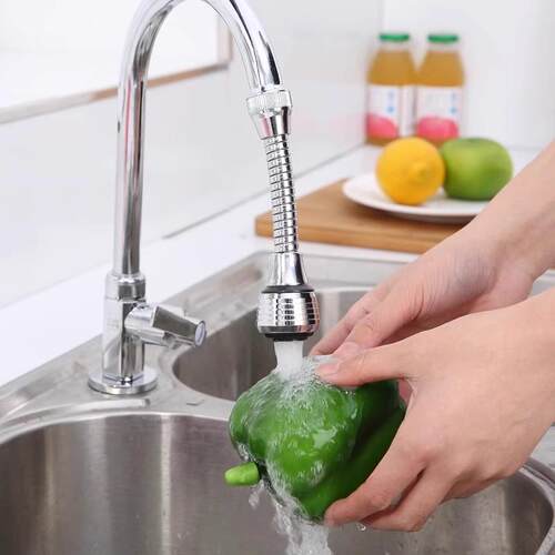 Extended faucet aerator splash guard water saver for kitchen