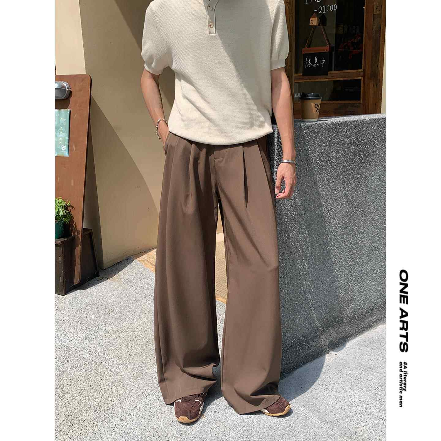 ONEARTS西裤男款夏垂坠感高级感薄款cleanfit纯色休闲 直筒长裤子