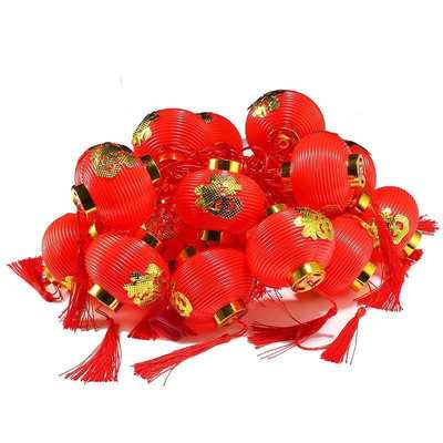 厂家直供LED新年红圆灯笼金福字灯串挂饰家用街道景区装饰长流苏