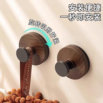 Walnut wood suction knob hook, over-the-door coat and hat ho
