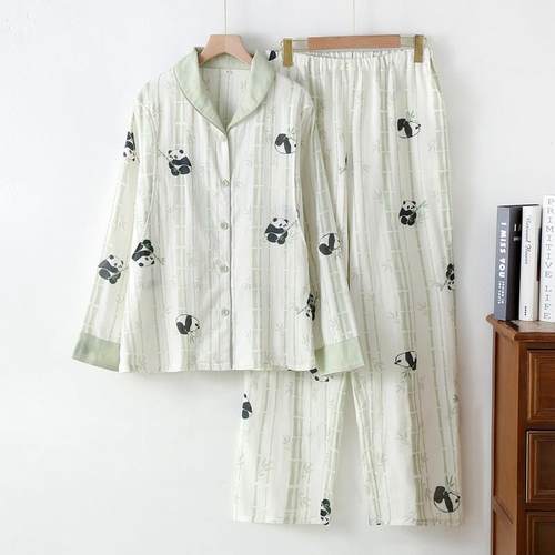 新款纯棉双层纱布月子服套装春秋夏季薄款可调节孕期产后哺乳睡衣