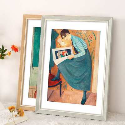 木质相框油画挂墙a3A4纸画框四4k八8K开水彩素描外框架装裱12寸16