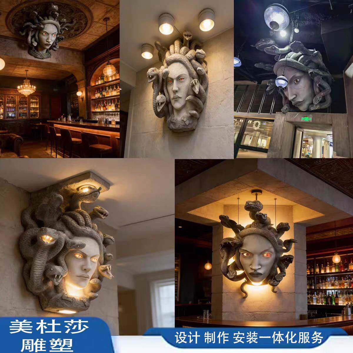 电镀穿墙人雕塑KTV背景墙装饰墙面壁挂出墙人挂饰欧洲人物雕塑