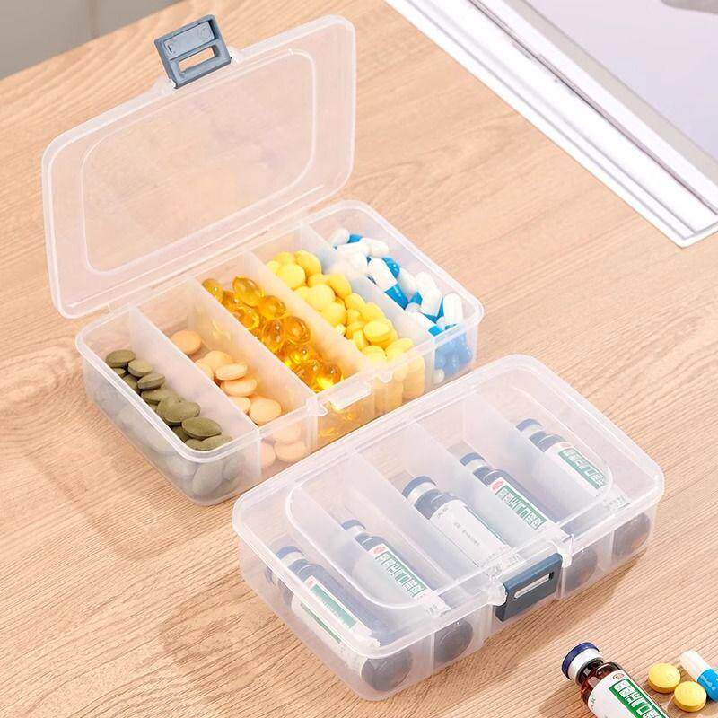 口服液便携盒旅行药盒便携药品分装收纳盒密封装药片五格小分药盒