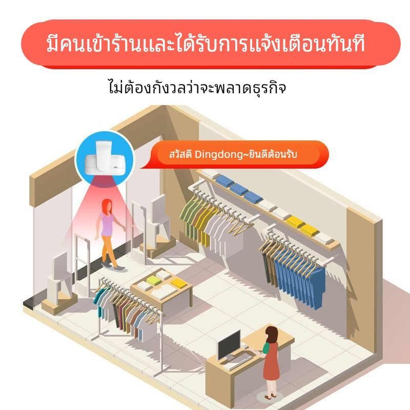 门口欢迎光临感应器进门提醒店铺超市叮咚迎宾门铃进店语音报警器