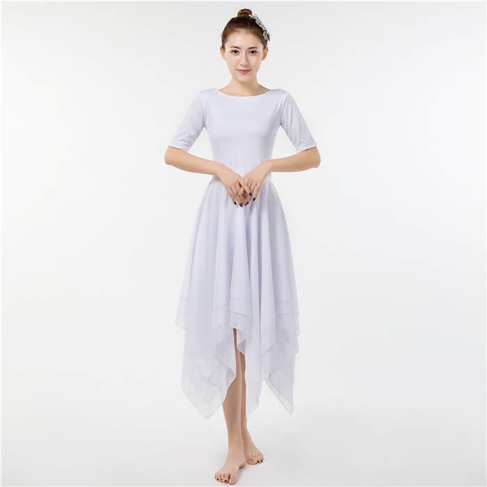 正品男女演出芭服成人白连衣裙青春现代舞蹈服蕾舞演裙色飘逸舞表