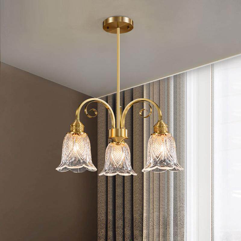 全铜美式轻奢餐厅灯吊灯三头吧台灯简约创意长条圆形饭厅灯N222