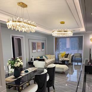2021新款 无极调光轻奢水晶吊灯后现代大气圆形客厅灯简约餐厅灯具