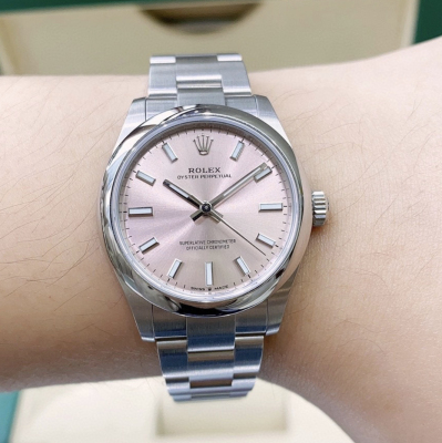 全新当天卡31mm劳力士蚝式恒动粉盘m277200-0004自动机械女表