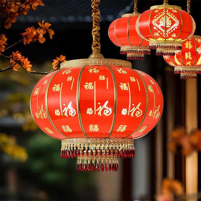 户外全铜红灯笼吊灯2026新年中国风防水防晒阳台大门红灯笼装饰