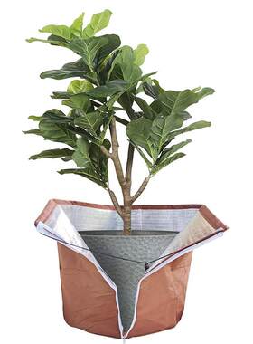 盆栽植物冬季保护器带拉链抽绳的盆栽植物防冻袋冬季花盆保温罩