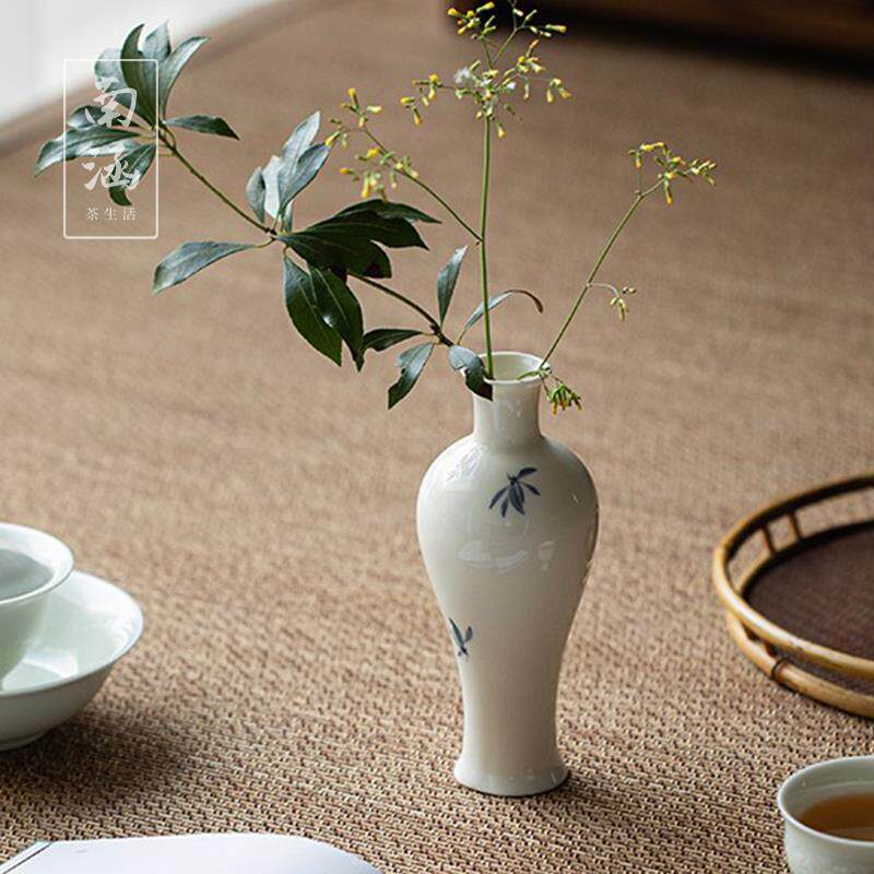 白瓷花器插花客厅摆件迷你高档手工家居装饰品禅意复古陶瓷小花瓶